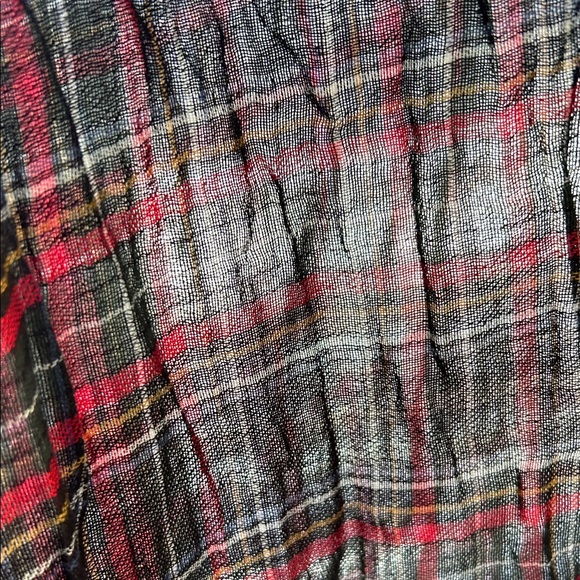 LOFT Red and Black Plaid Infinity Scarf - Picture 3 of 3